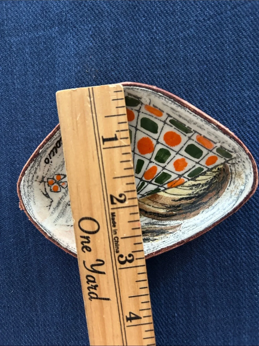 Vintage Italian Coccio Ceramic Trinket Dish, Shows Stylish Girl in Scarf, Signed
